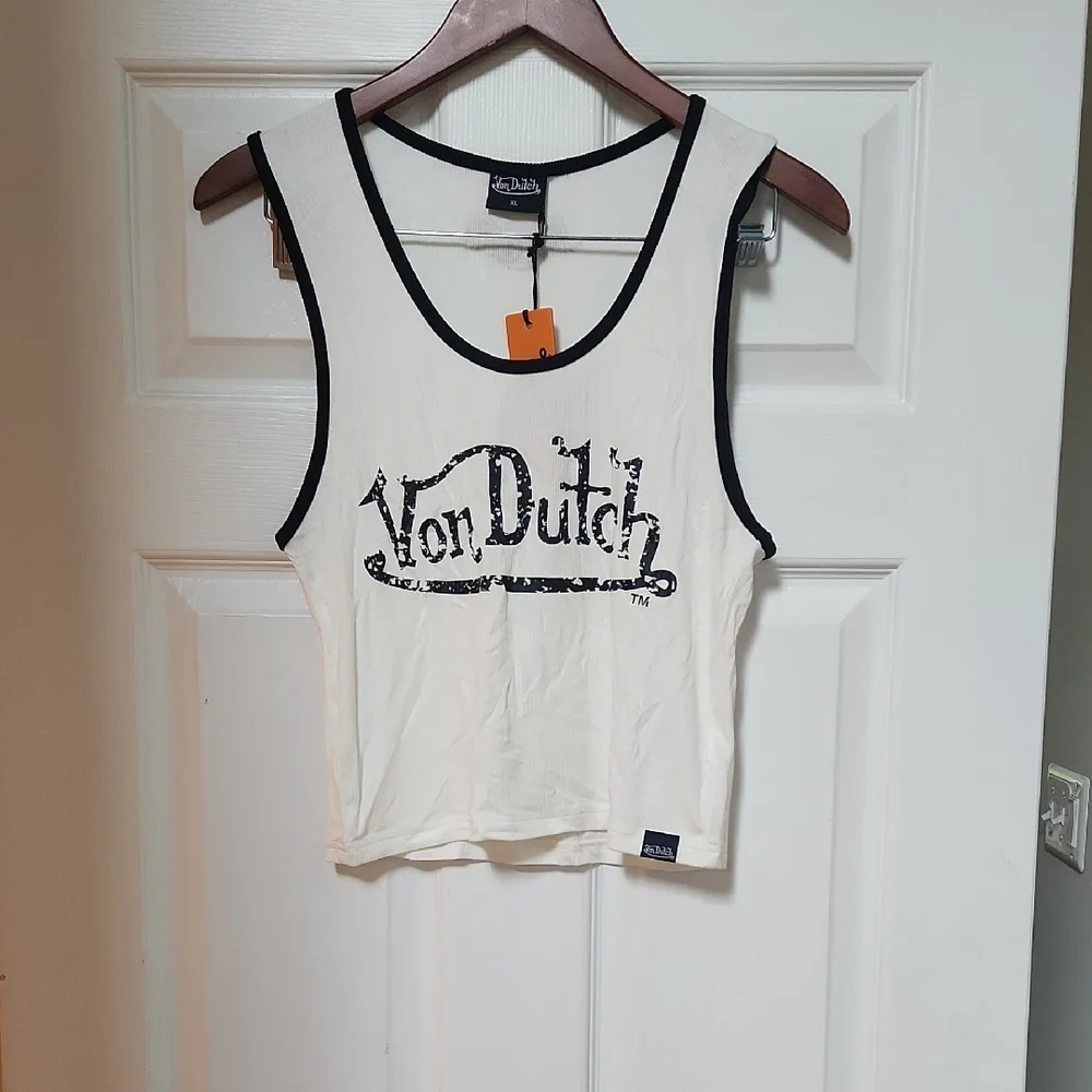 Von Dutch White Tank with Black Trim - Picture 2 of 9